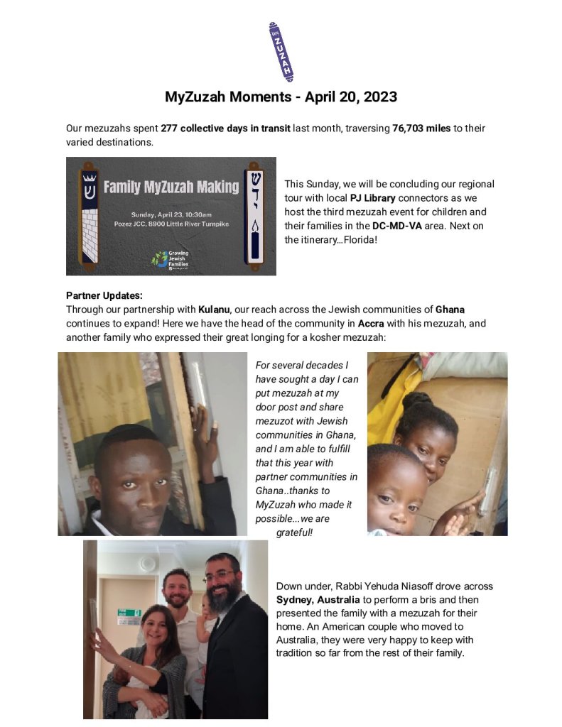 thumbnail of MyZuzah Moments – April 20, 2023